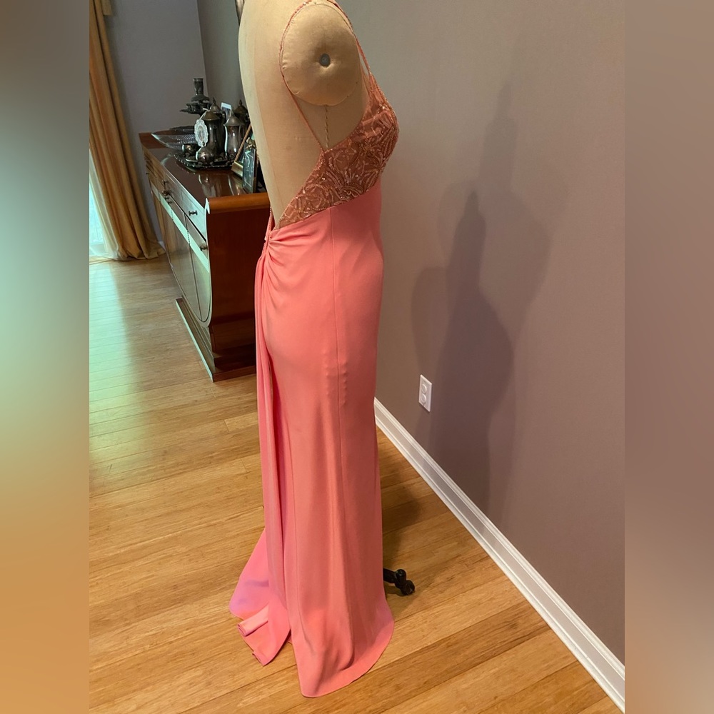 Adrianna Papell Peach Color of the Season Embellished Spaghetti Dress Size6 $99 - Picture 6 of 7